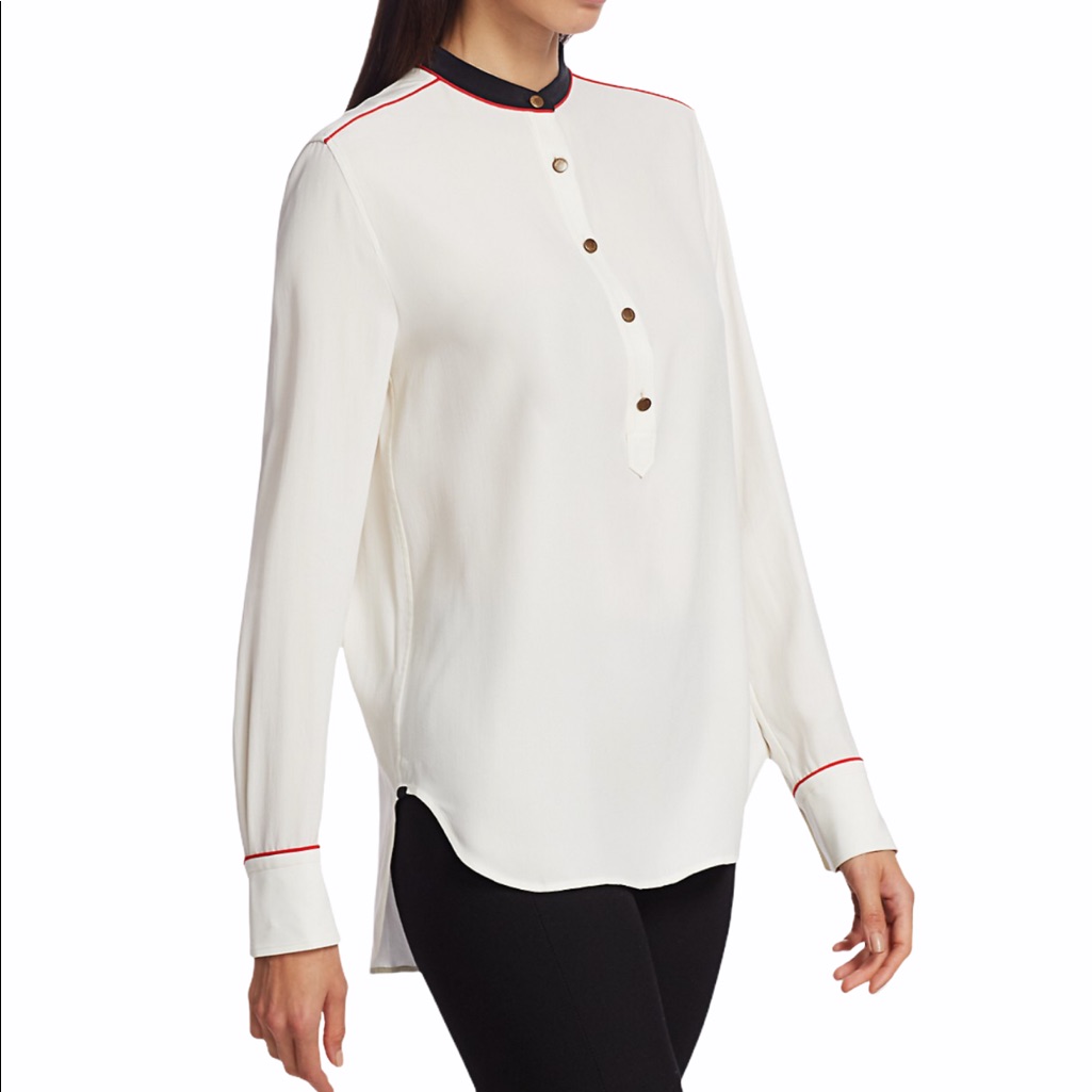 Rag & Bone Luca Silk Mandarin Collar Blouse S